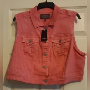 Torrid Pink Sleeveless Denim Vest